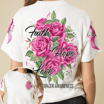 Roses Faith Hope Love - Breast Cancer Awareness All Over T-shirt and Hoodie 0822