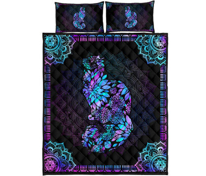 Floral Cat Cat  Quilt Set 0622