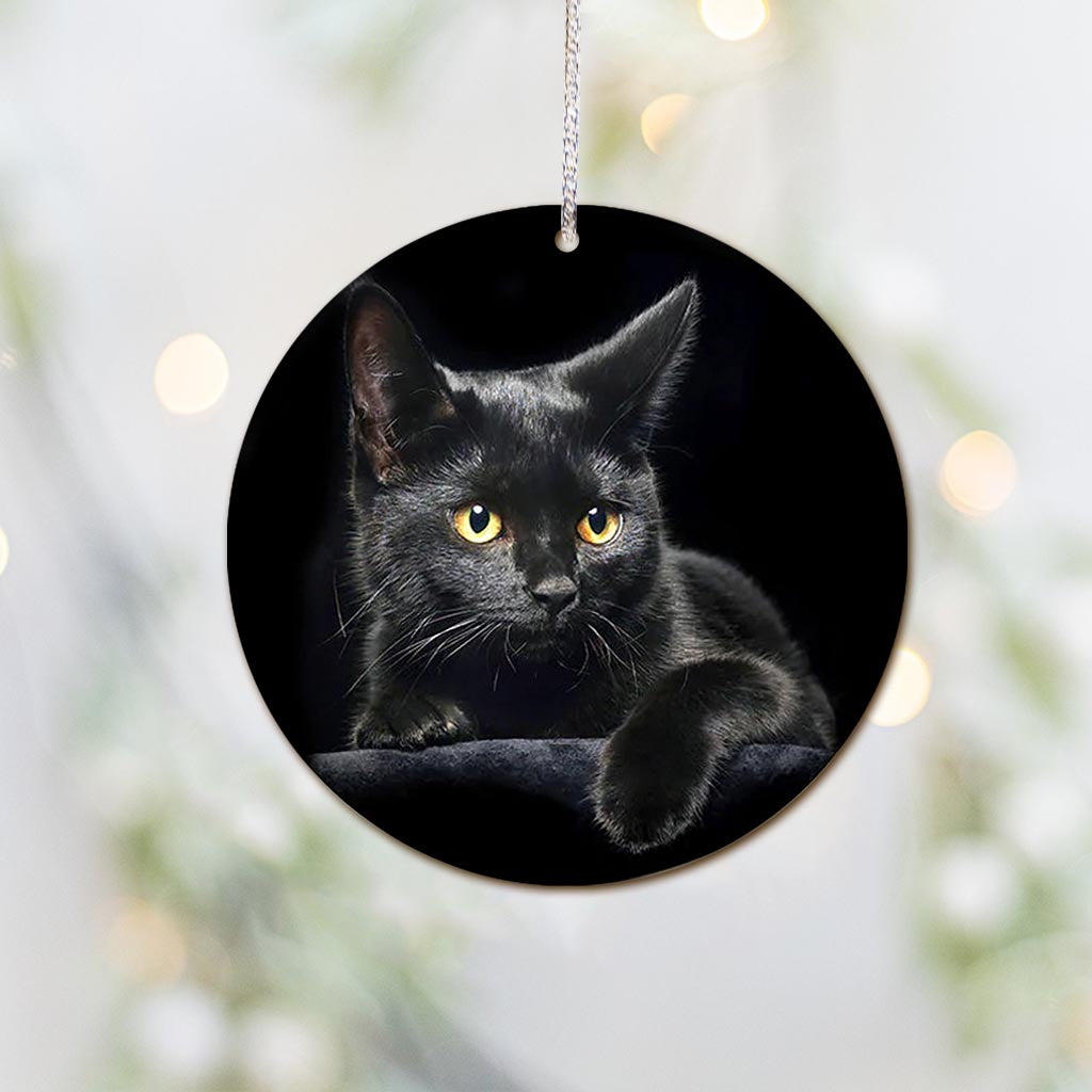 Cat Black Cat HHQZ0709015Y Circle - Cat Ornament (Printed On Both Sides) 1122