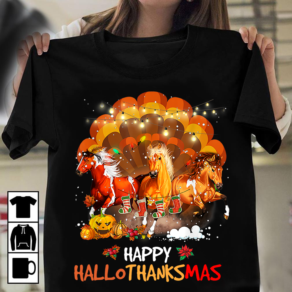 Happy Hallothanksmas Horse T-shirt and Hoodie 0823