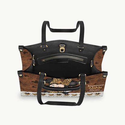 Important Nana Stuff - Personalized Grandma Leather Handbag