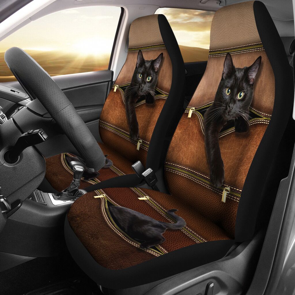 Cat Leather Pattern Print Cat Seat Covers 0622