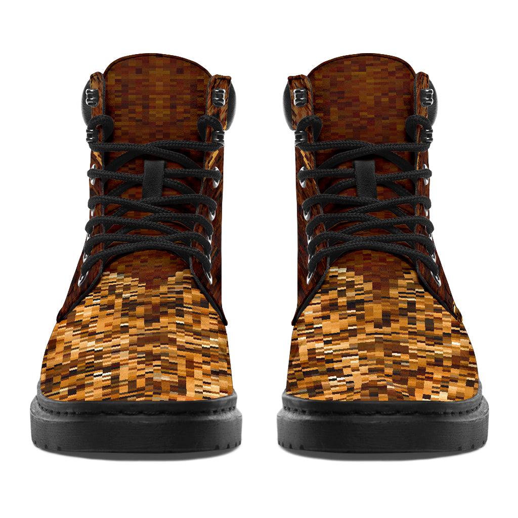 Cat Leather Pattern Print Cat All Season Boots 0622