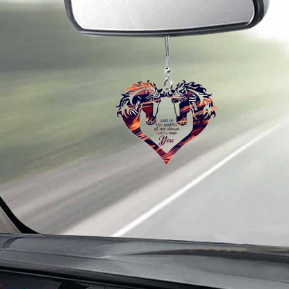 And In The Middle Of My Chaos - Personalized Couple Horse Transparent Car Ornament