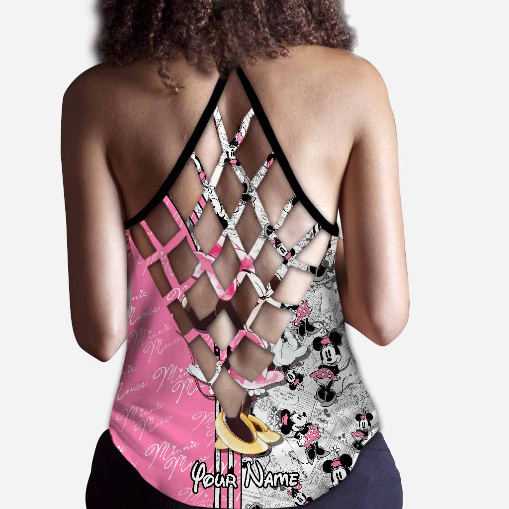 Cute Pink Mouse Ears - Personalized Cross Tank Top