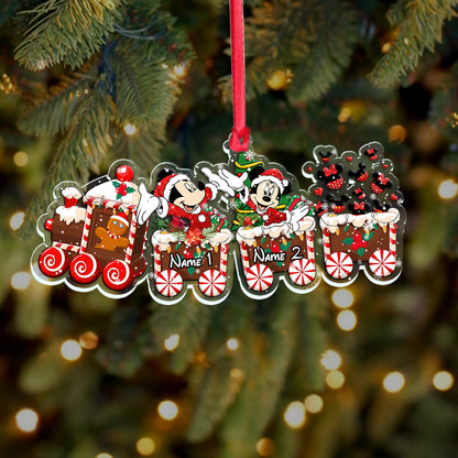 Merry Christmas Train - Personalized Christmas Mouse Transparent Ornament