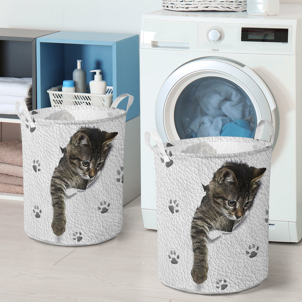 Kitten Leather Pattern Print Cat Storage Basket 0622