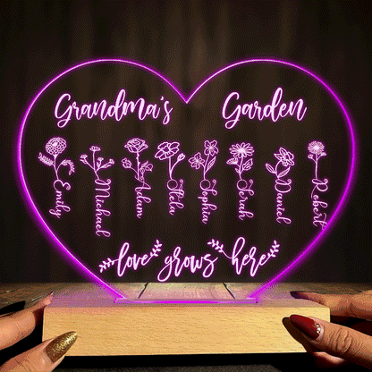 Grandma's Garden - Personalized Mother's Day Grandma Shaped Plaque Light Base