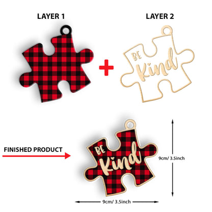 Be Kind - Autism Awareness Layered Wood Ornament