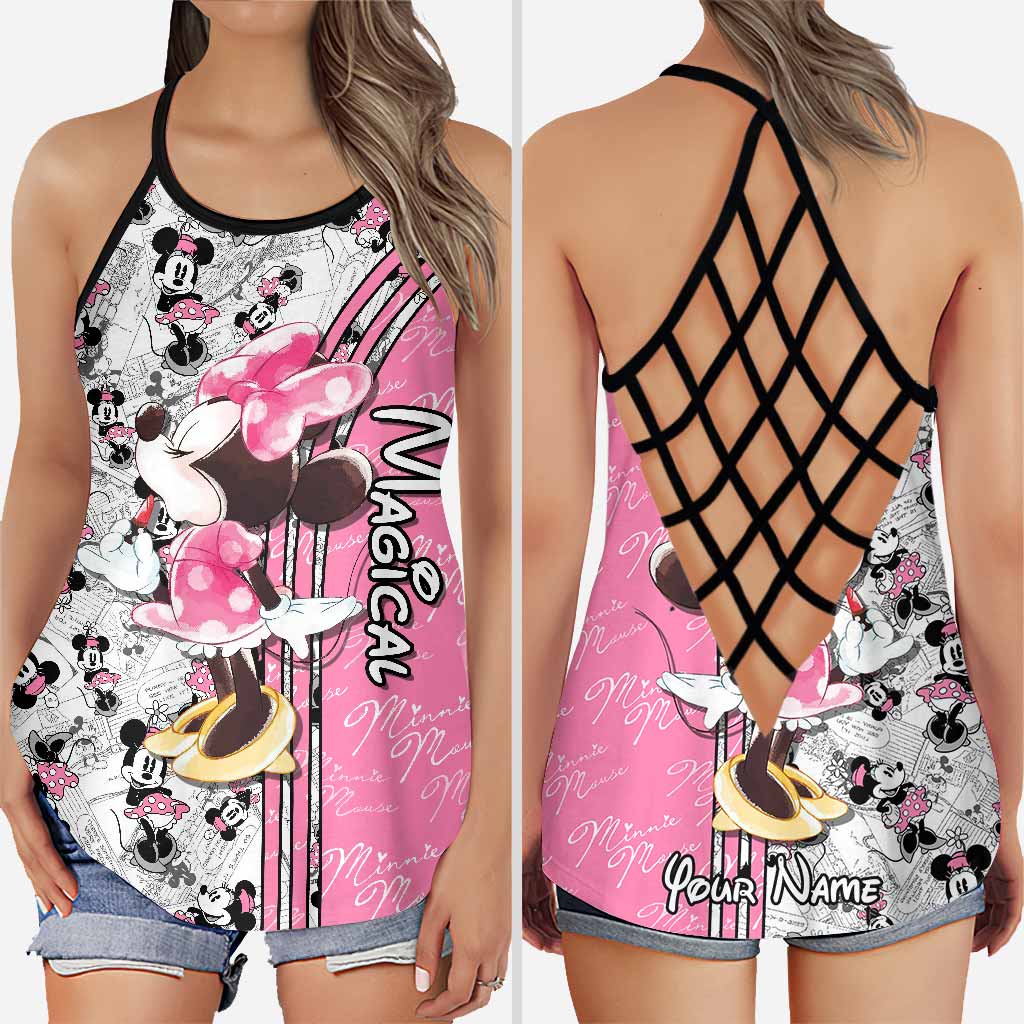 Cute Pink Mouse Ears - Personalized Cross Tank Top