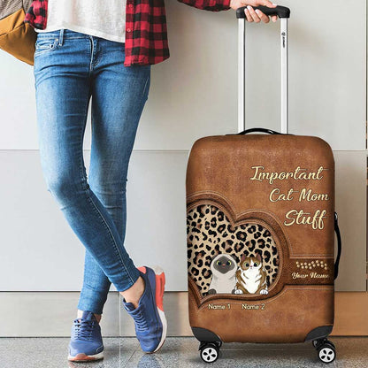 Important Cat Mom Stuff - Personalized Luggage Cover