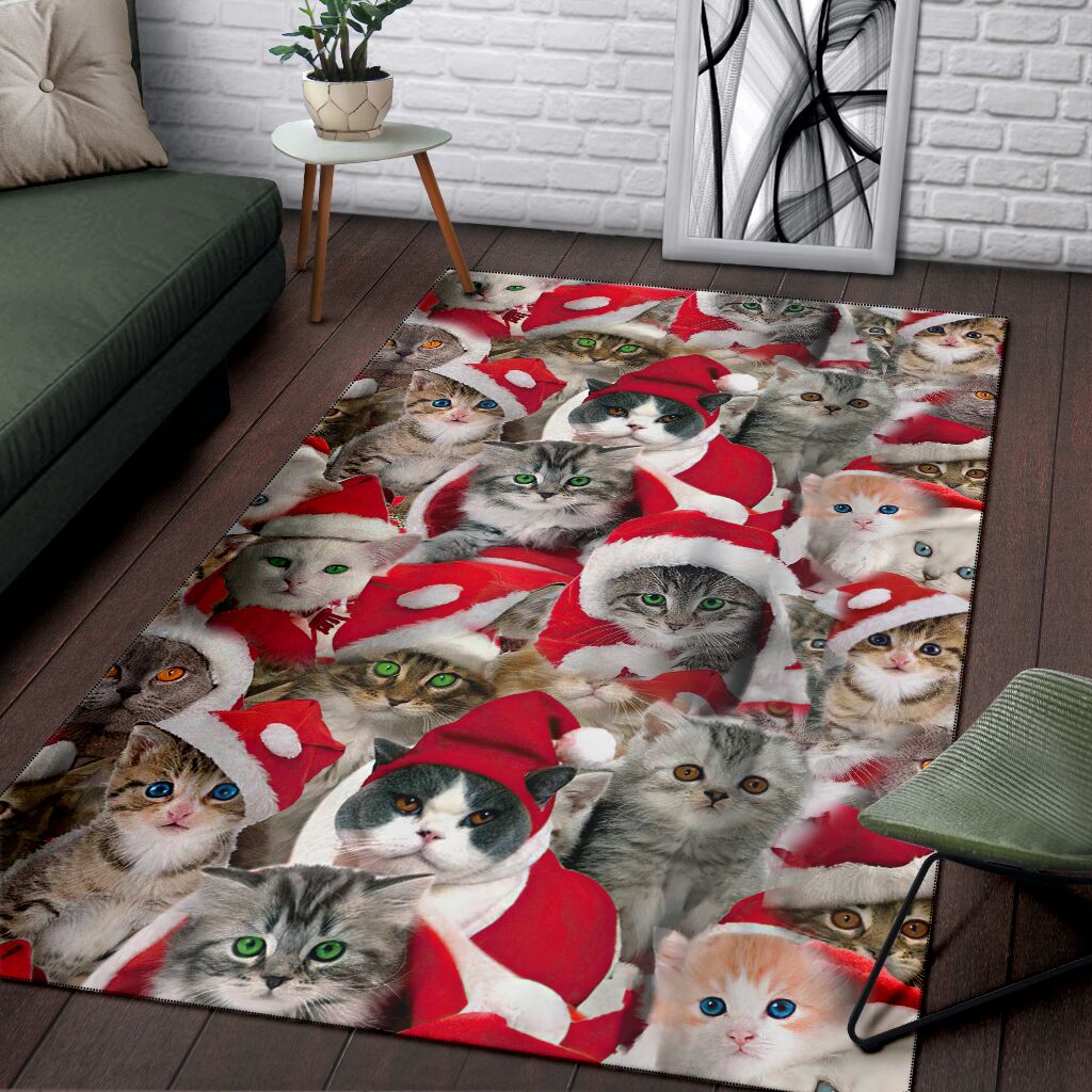 Meowy Christmas Cat Rug 0622
