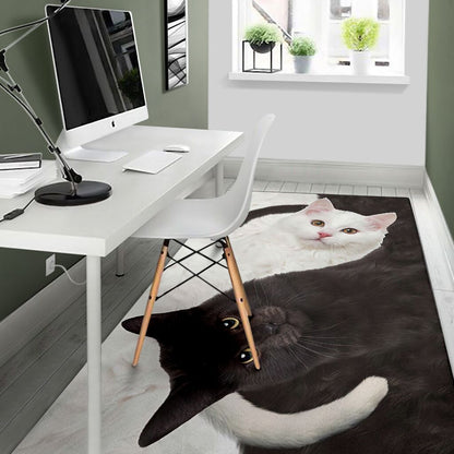 Yin Yang Cats Fur Pattern Print Cat Rug 0622