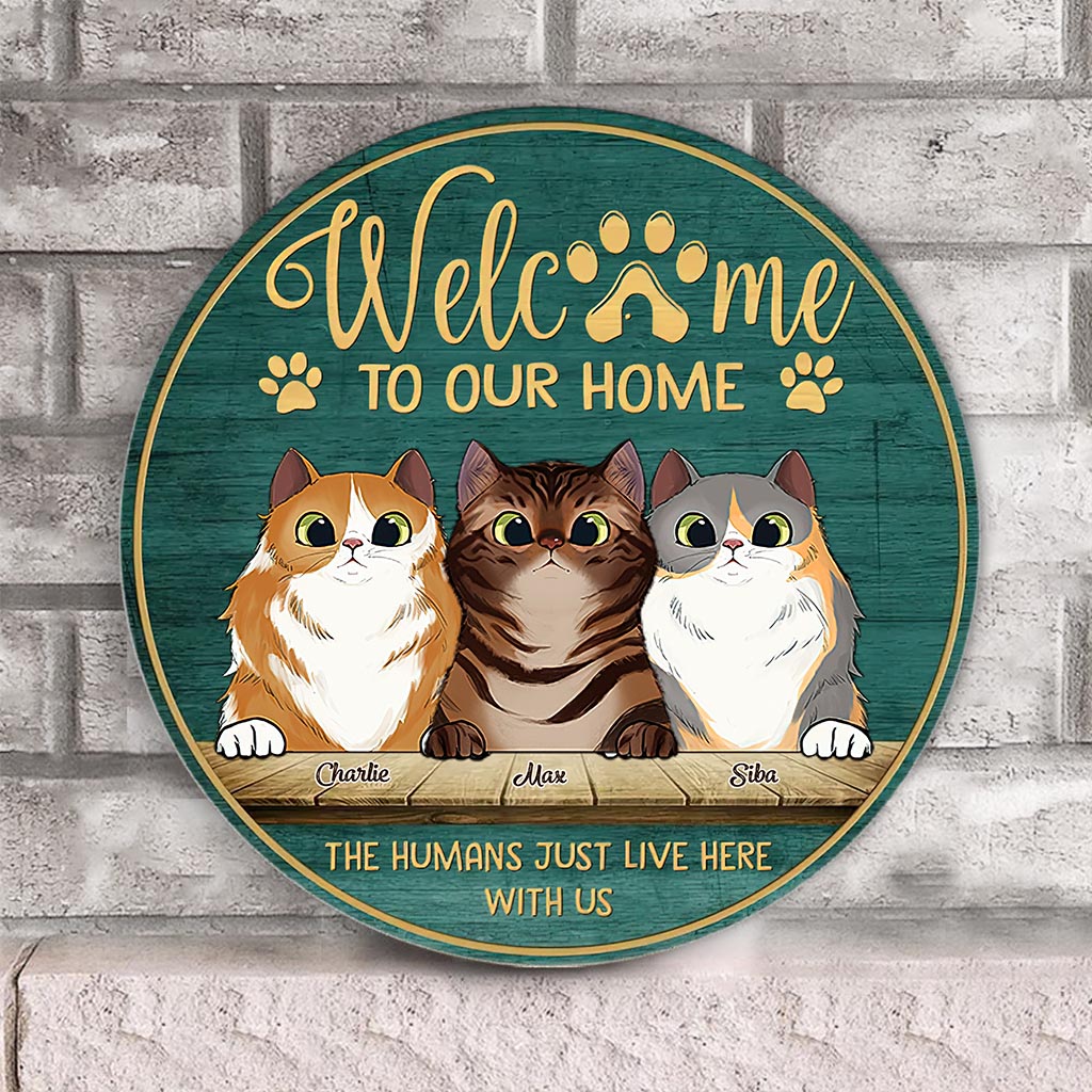 Peeking Cats - Personalized Cat Wood Sign