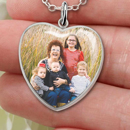 Whenever You Touch This Heart - Personalized Mother's Day Grandma Heart Pendant Necklace