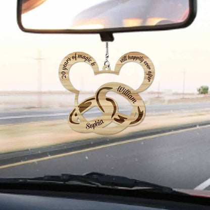 Years Of Magic Happily Ever After - Personalized Couple Mouse Car Ornament (Printed On Both Sides)