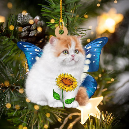 Cute Kitten Sunflower - Cat Ornament (Printed On Both Sides) 1022