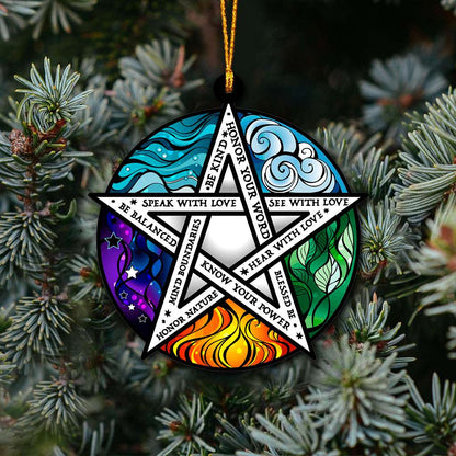 Element Pentacle Be Kind Wicca - Witch Ornament (Printed On Both Sides) 1022