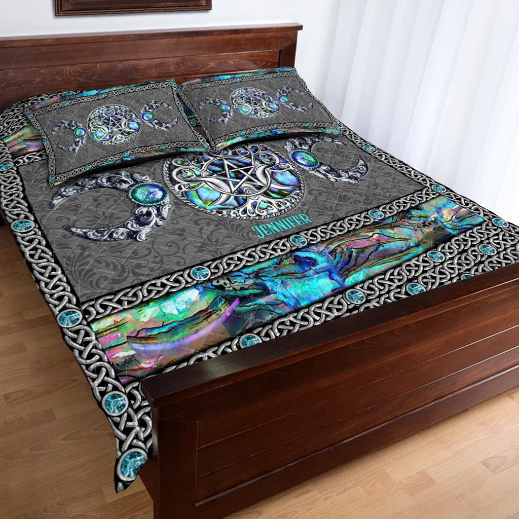 Mystery Spirit Triple Moon - Personalized Witch Quilt Set