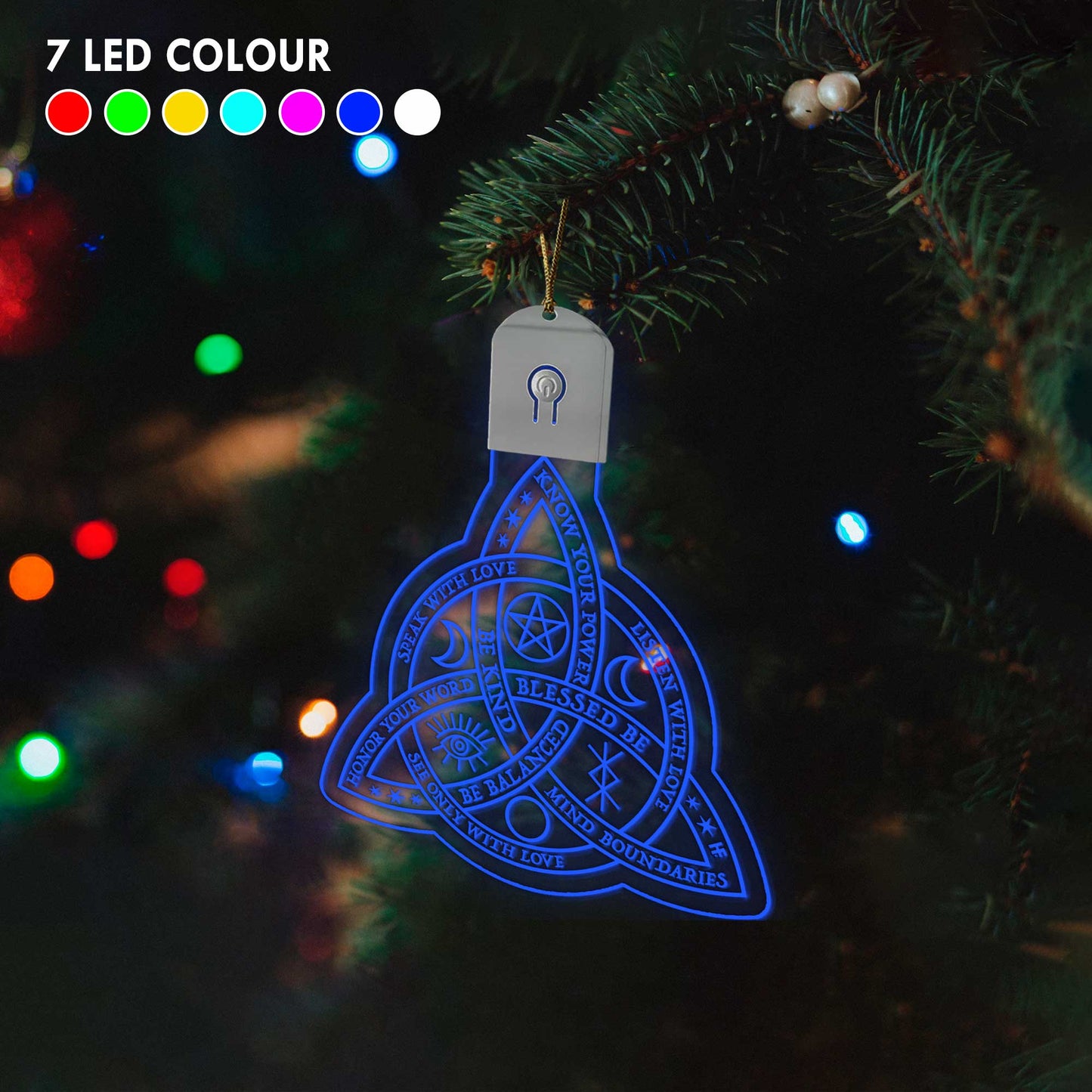 Wicca Triquetra - Christmas Witch Shaped Led Acrylic Ornament