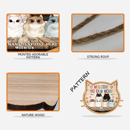 Welcome To Our Home Cats - Personalized Cat Wood Sign