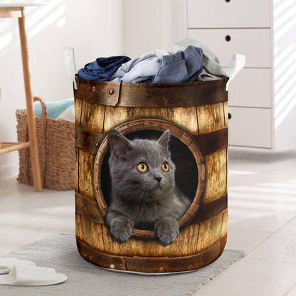 Cat Faux Wood Basket Cat Storage Basket 0622