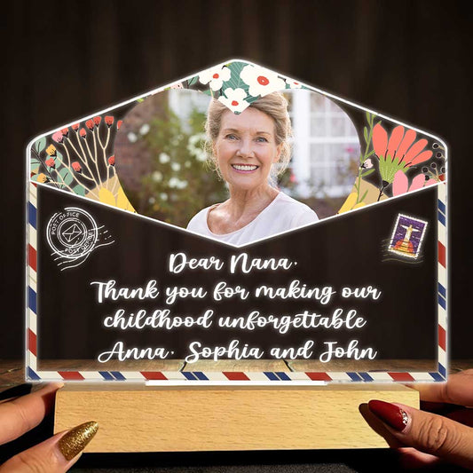 We Love You - Personalized Mother's day Grandma Shaped Plaque Light Base