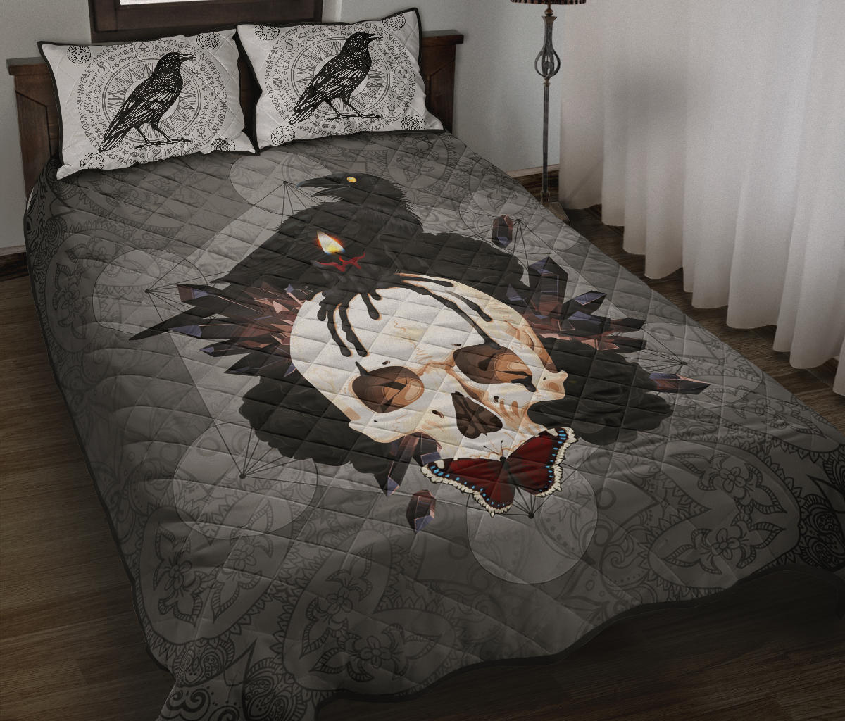Gothic Raven Witch Crow - Witch Quilt Set 0822