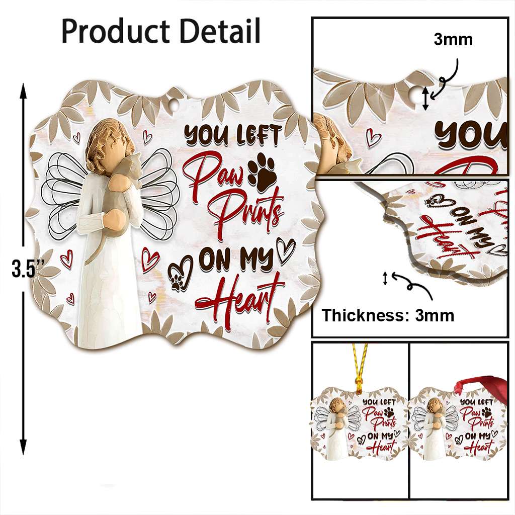 Memorial Angel Cat You Left Paw Prints On My Heart - Cat Ornament (Printed On Both Sides) 1022