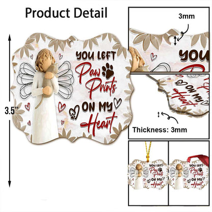 Memorial Angel Cat You Left Paw Prints On My Heart - Cat Ornament (Printed On Both Sides) 1022