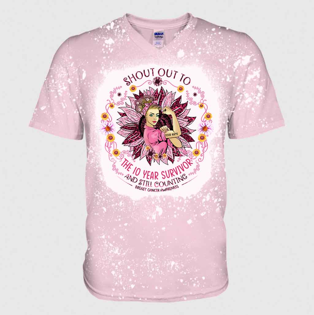 Shout Out To The Survivor - Personalized Breast Cancer Awareness Handmade Bleached Shirts