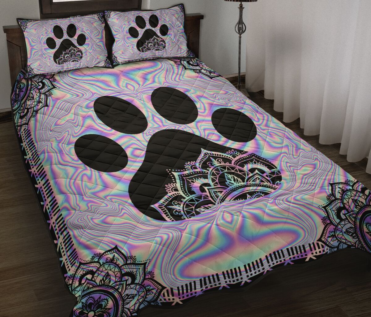 Holographic Paw Cat Quilt Set 0622