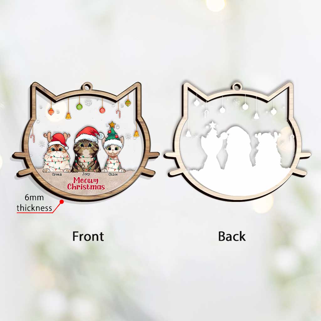 Meowy Christmas - Personalized Christmas Cat Layers Mix Ornament