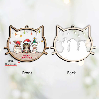 Meowy Christmas - Personalized Christmas Cat Layers Mix Ornament