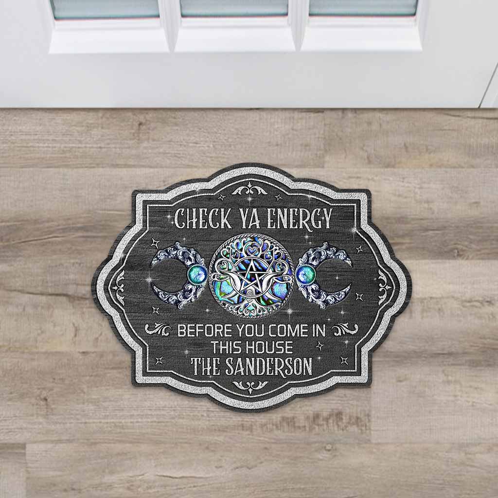 Check Ya Energy - Personalized Witch Shaped Doormat