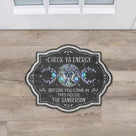 Check Ya Energy - Personalized Witch Shaped Doormat