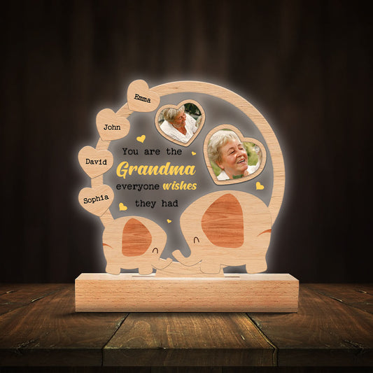 Everyone Wishes They Had - Personalized Mother's day Grandma Shaped Plaque Light Base
