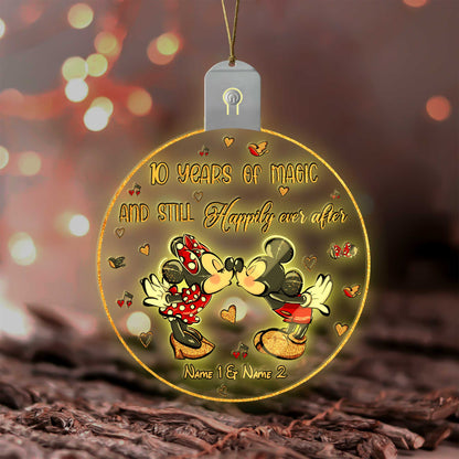 Still Happily Ever After - Personalized Christmas Mouse Round Led Acrylic Ornament