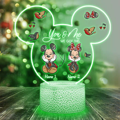 You And Me We Got This - Personalized Couple Mouse Shaped Plaque Light Base