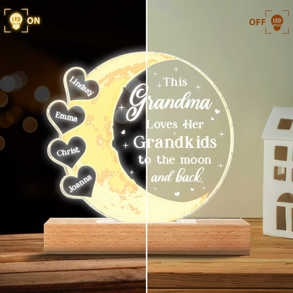 This Grandma Loves Her Grandkids - Personalized Mother's Day Grandma Shaped Plaque Light Base