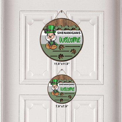 Shenanigans - St. Patrick‘s Day Mouse Round Wood Sign