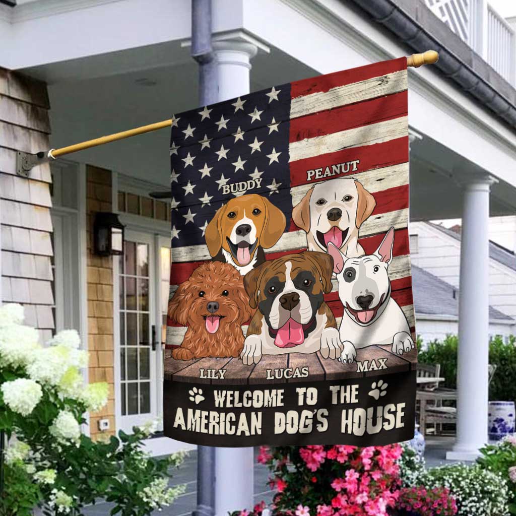 Welcome To The Dog's House - Personalized Independence Day House Flag