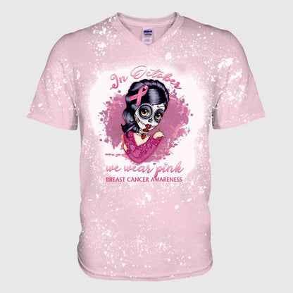 In October We Wear Pink - Breast Cancer Awareness Handmade Bleached Shirts