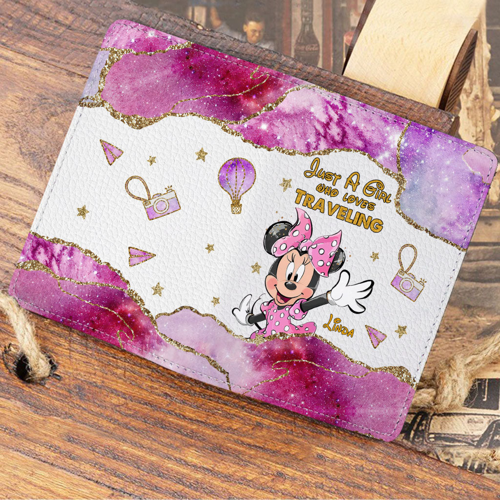 Just A Girl Who Loves - Personalized Mouse Passport Holder