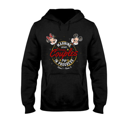 Warning Couple Trip In Progress - Personalized Mouse T-shirt and Hoodie