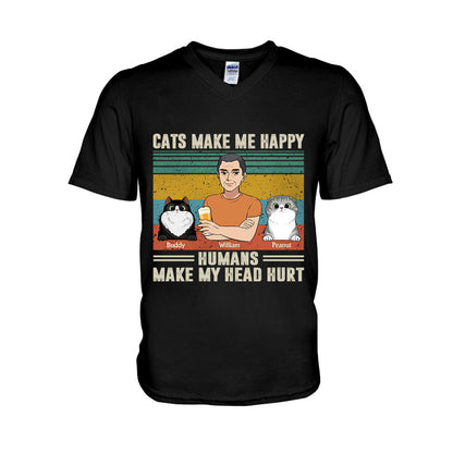 Cats Make Me Happy - Personalized Father's Day Father T-shirt and Hoodie