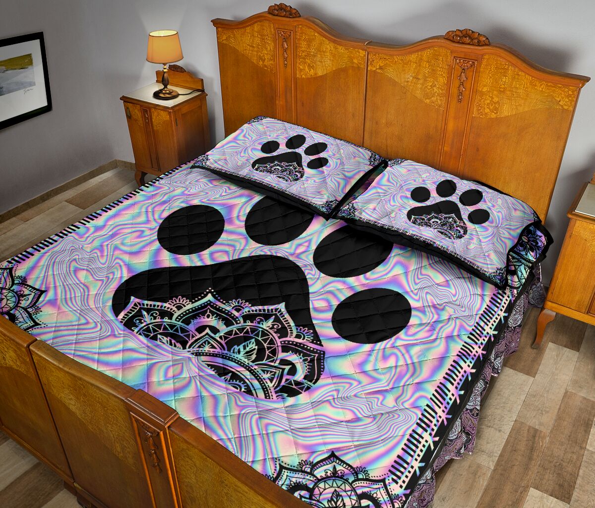 Holographic Paw Cat Quilt Set 0622