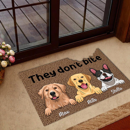 Beware Of Dogs - Personalized Dog Shaped Doormat