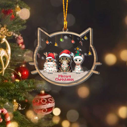 Meowy Christmas - Personalized Christmas Cat Layers Mix Ornament
