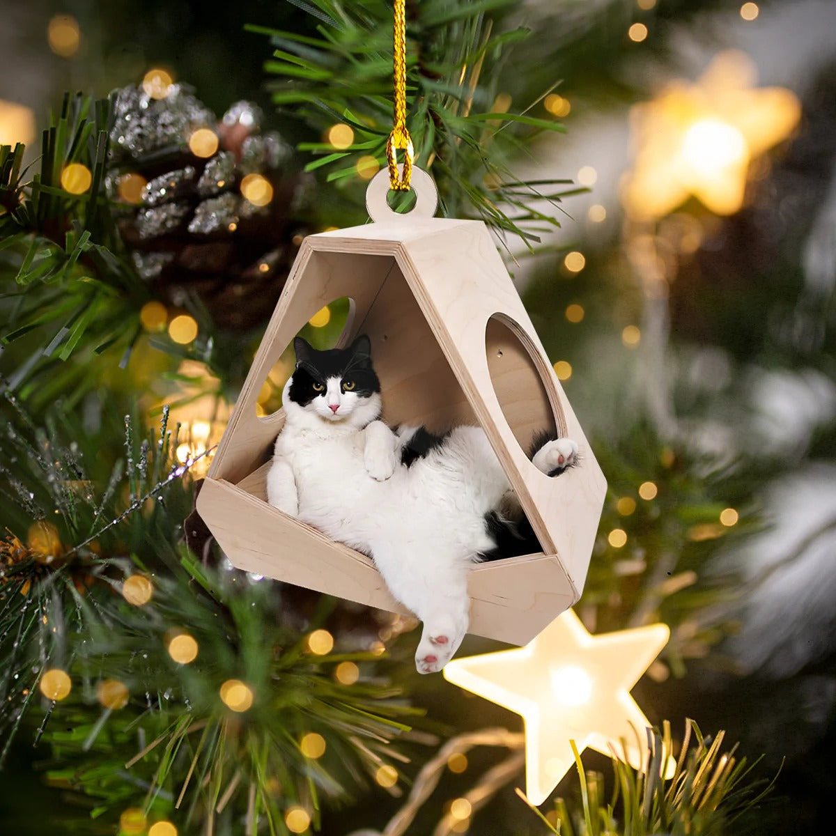 Funny Cat Hanging - Cat Ornament (Printed On Both Sides) 1022